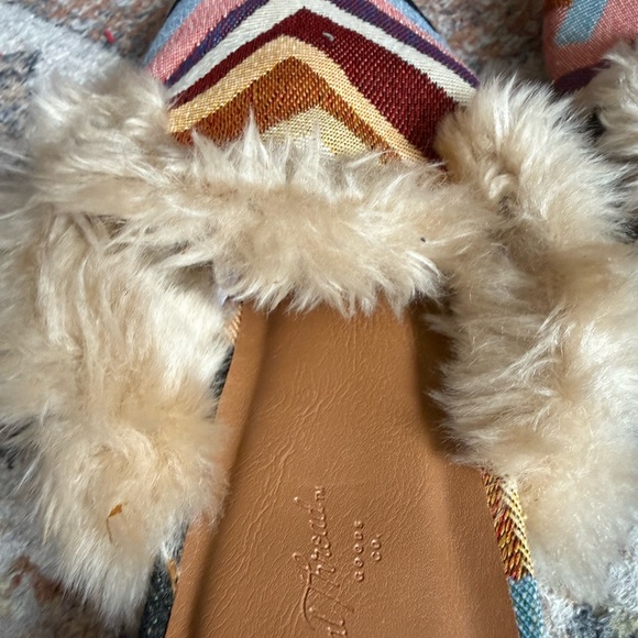 Universal Thread Multicolor Chevron Mules with Faux Fur - Picture 6 of 7